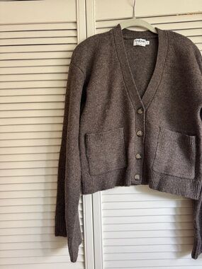 Cozy V-Neck Button Cardigan - Brown
